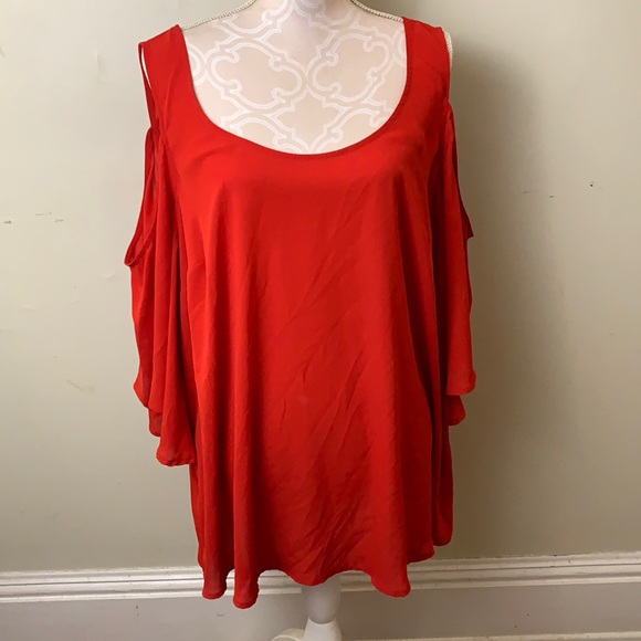 torrid Tops - 3 for $30-EUC torrid 3x Red Crepe Cold Shoulder Bell Sleeve Blouse